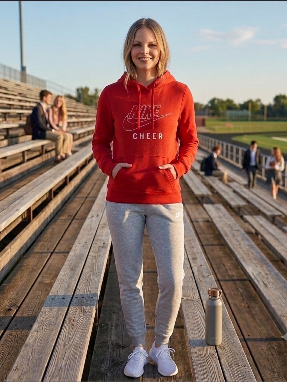 NWT Nike Cheer Red Graphic Outline Swoosh Fleece Pullover Hoodie - Picture 5 of 6